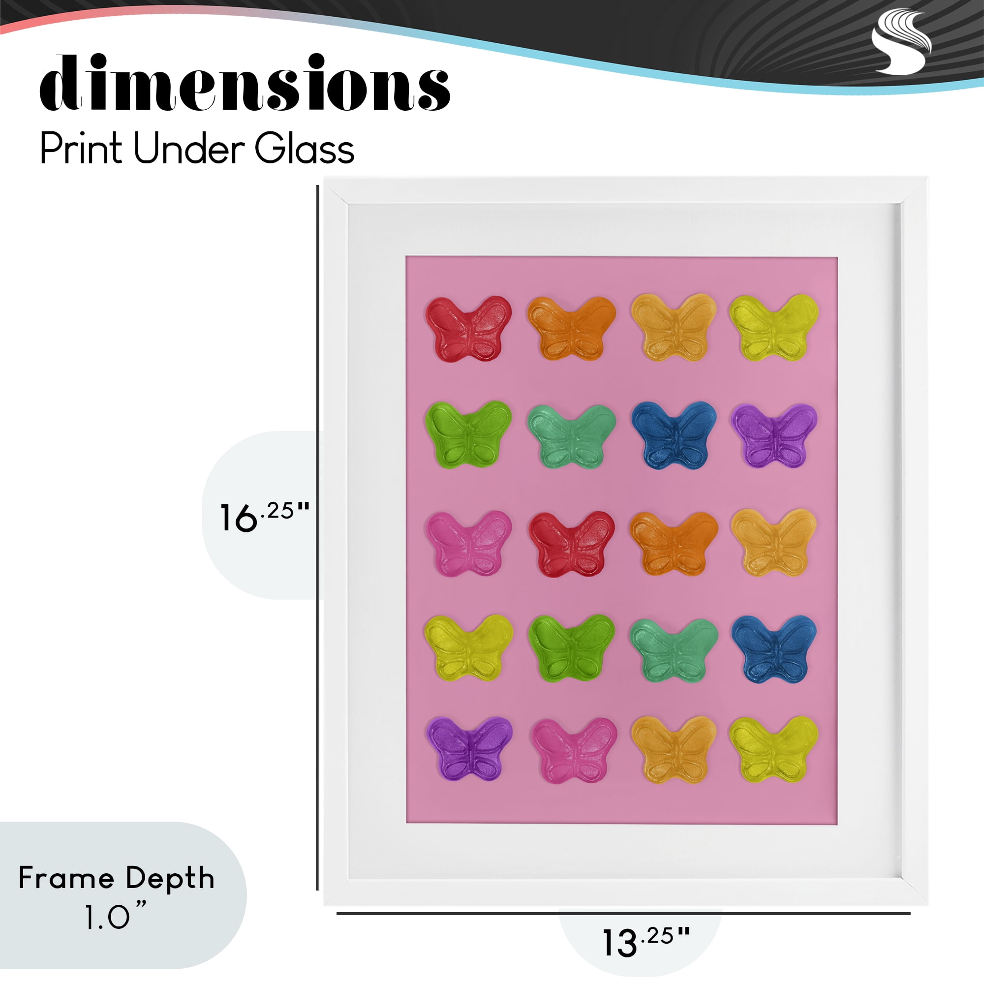 Stupell Industries Colorful Butterflies on Pink White Framed Print Under Glass, design by LISH Creative