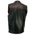 thumbnail image 4 of Milwaukee Leather MLM3527 Men's Black 'Paisley' Accented w/ Red Stitching Leather Vest – W/ Armhole Trim 2X-Large, 4 of 9