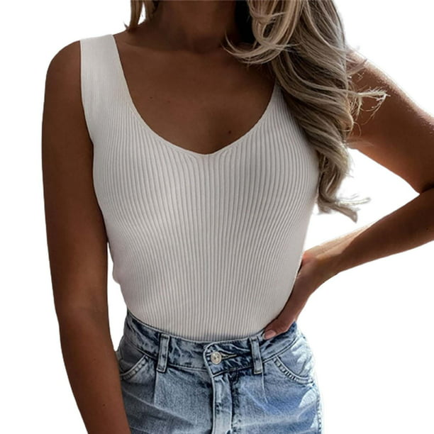 adviicd Womens Camisole Tank Tops Women's Camisole Tops V Neck Lingerie  Camis Sleeveless Blouse Casual Racerback Shirt White,M 