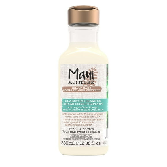Maui Moisture Scalp Care Clarifying Shampoo, Apple Cider Vinegar Curly Hair Shampoo Moisturizes & Removes Scalp Build-Up, Sulfate-Free Surfactants