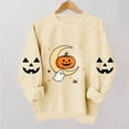 thumbnail image 6 of Uootdi Halloween Womens Sweatshirt Crew Neck Crescent Moon Pumpkin Ghost Print Pullover Tops Loose Fit Casual Outing Womens Sweatshirts for Women Gift, 6 of 8