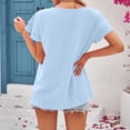 thumbnail image 4 of Scyoekwg Womens Casual Short Sleeve Tops Round Neck Elegant Shirt Lightweight Trendy Solid Color Shirts Loose Blouses (Light Blue,XL), 4 of 5