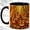 Black, variant on Golden Jack O Lantern Coffee Mug, Autumn Forest Mug, Ceramic 11 oz