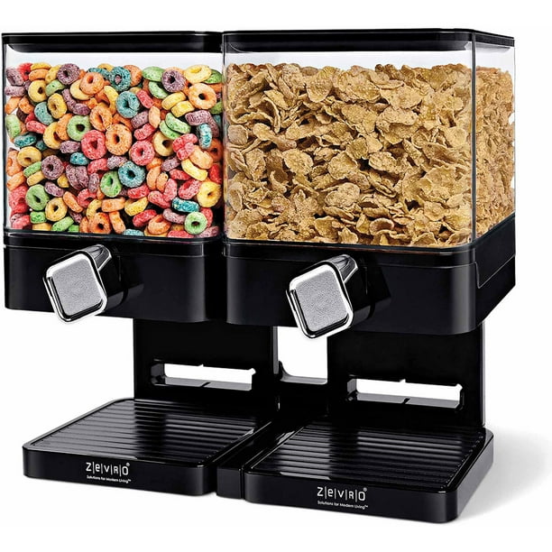 Zevro by Honey Can Do Compact 17.5 oz. Double Cereal Dispenser, Black