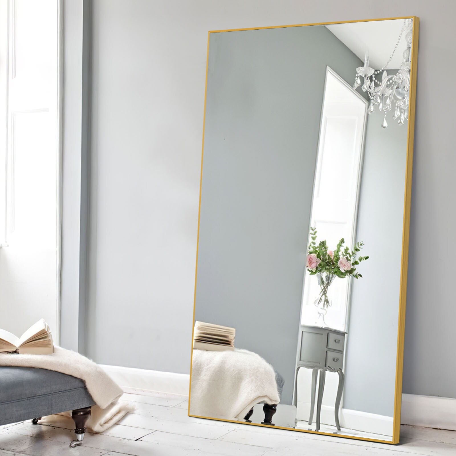 Neutypechic Modern Glam Large Fulllength Floor Wall Mirror Gold 51x31