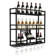 thumbnail image 3 of SHegdu 3-Tiers Liquor Bottles Floating Shelves Wall Mounted Wine Rack with Glass Holder Liquor Bottle Display Shelf for Home Bar Dining Room Kitchen Living Room, 3 of 8