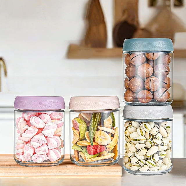 Sentmoon Storage Container Glass Jars with Lids Glass Sealed Jars for Food Storage Damp Proof Containers for Tea Grains Nut Snacks and Yogurt Portioning