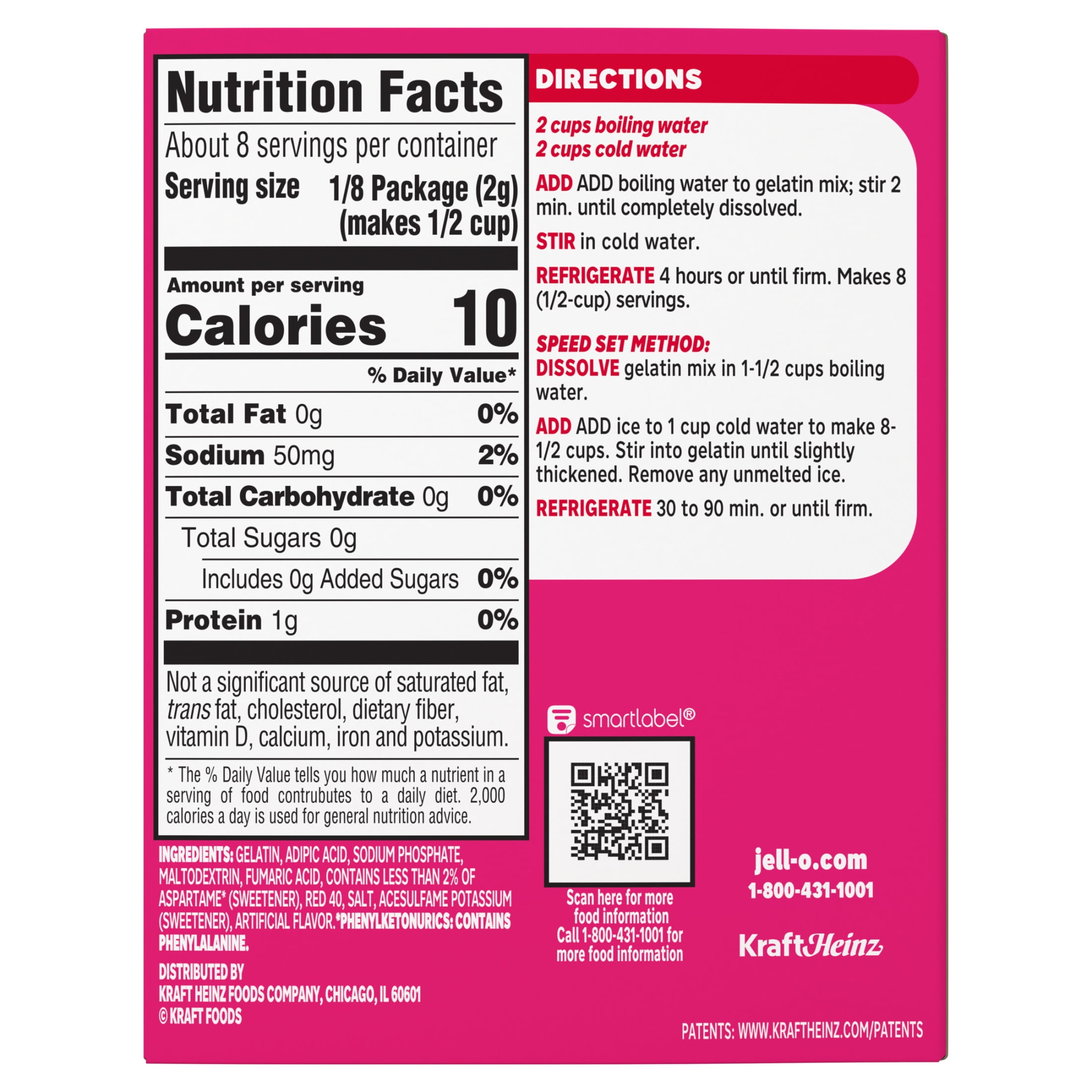 (3 pack) Jell-O Raspberry Zero Sugar Gelatin Dessert Mix, Family Size, 0.6 oz Box