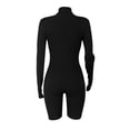 thumbnail image 4 of Snoarin Summer Plus Size Cargo Capris for Women Ribbed Jumpsuits Ribbed Workout Rompers Long Sleeve Exercise Zipper Jumpsuit Trousers for Women on Clearance, 4 of 7