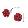 thumbnail image 3 of Pretty Blooming Carved Red Rose .925 Silver Earrings, 3 of 4