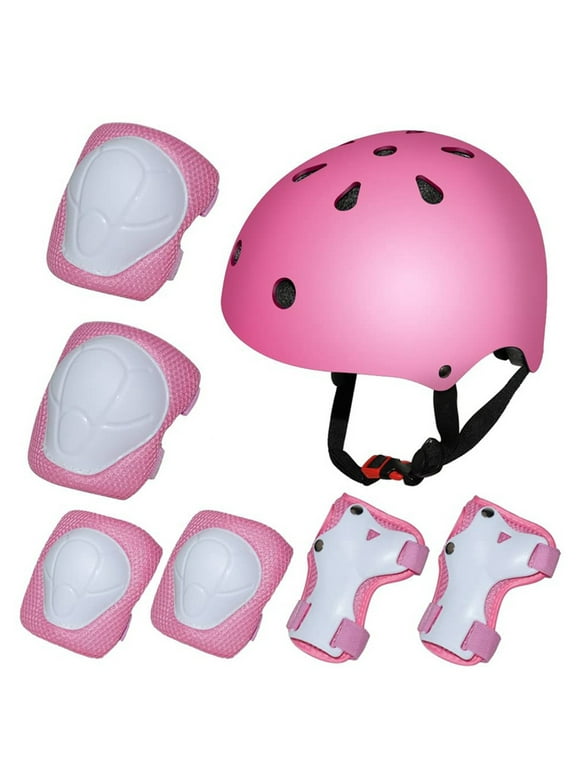 Seyurigaoka 7Pcs Kids Safety Helmet Knee Elbow Pad Sets Cycling Skate Bike Roller Protector Children