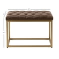 thumbnail image 2 of 7th Haven Inc. WOVENBYRD 24" Button Tufted Metal Ottoman Black Faux Leather, 2 of 5