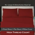 thumbnail image 2 of BedDecor - All Weather RV Camper Sheet Set (Blood Red/RV 35"x80"/Drop Length-15") | 600 Thread Count Egyptian cotton | 1 Piece Fitted Sheet 1 Piece Flat Sheet & 2 Piece Pillow Cover, 2 of 3