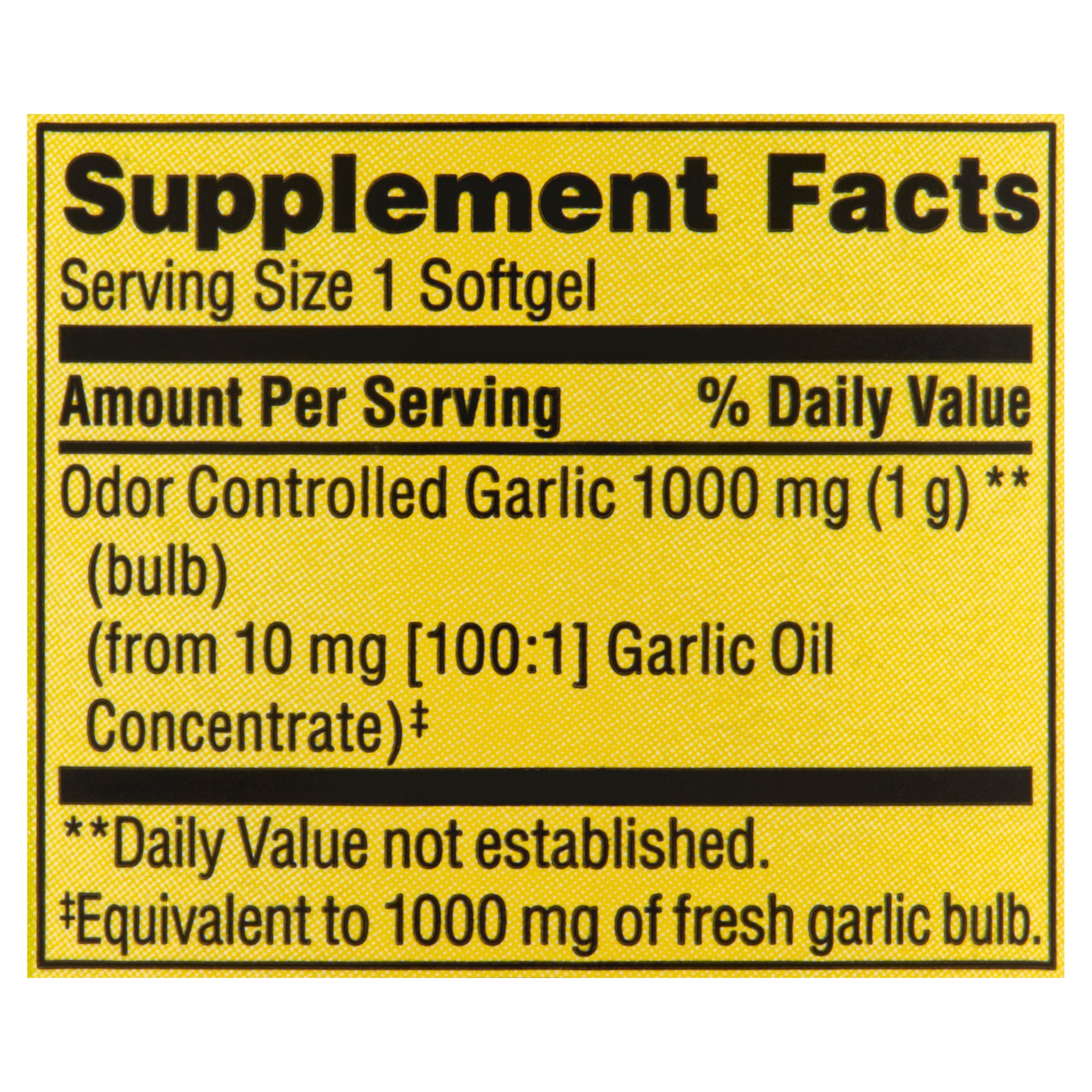 Spring Valley Odor-Controlled Garlic Softgels, 1000 mg, 100 Ct, 2 Pack