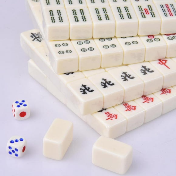 Riwcyla Ensemble de Mahjong Portable de Petite Taille 30 mm, Kit de Jeux Chinois Traditionnels de Voyage, Accessoires de Divertissement Intérieur