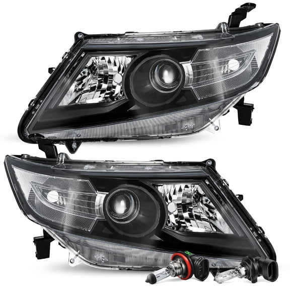 For 2011-2017 Honda Odyssey Halogen Black Clear Haolgen Projector Headlights