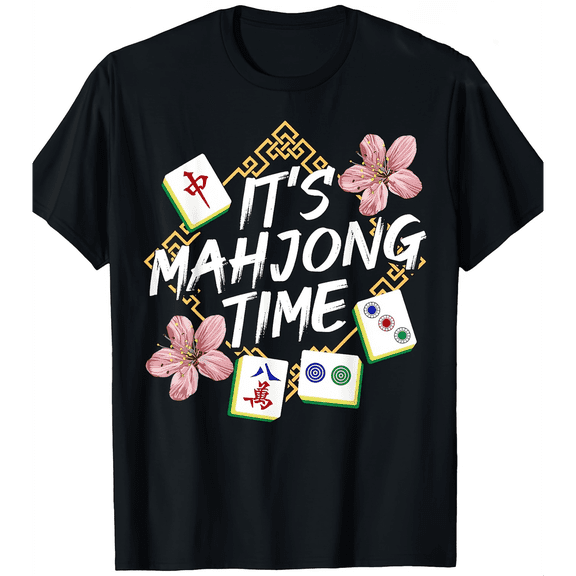 Vibrant Mahjong Themed Graphic Tee for Men Women, Cute Mahjong Tile Short Sleeve T-Shirt, Casual Street Style Crew Neck Top for Game Lover Gift