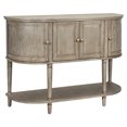 thumbnail image 6 of Curved Accent Cabinet, Lower Shelf, Solid Wood Veneer, Adjustable Interior Shelves, 47.5"w X 17"d 34"h Cabinet With Design, 4 Doors Gold Metal , Veneer Finish For Entryway, 6 of 7