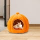 thumbnail image 5 of Cama para gatos con forma de calabaza, casa para gatos con cojín lavable extraíble, cama para mascotas semicerrada suave para dormir, para perros, naranja l, 5 of 8