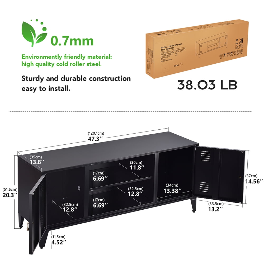Private Jungle Modern TV Media Storage Stand with 2-Door for TVs Up to 55"-Black Private Jungle Modern TV Media Storage Stand with 2-Door for TVs Up to 55"-Black