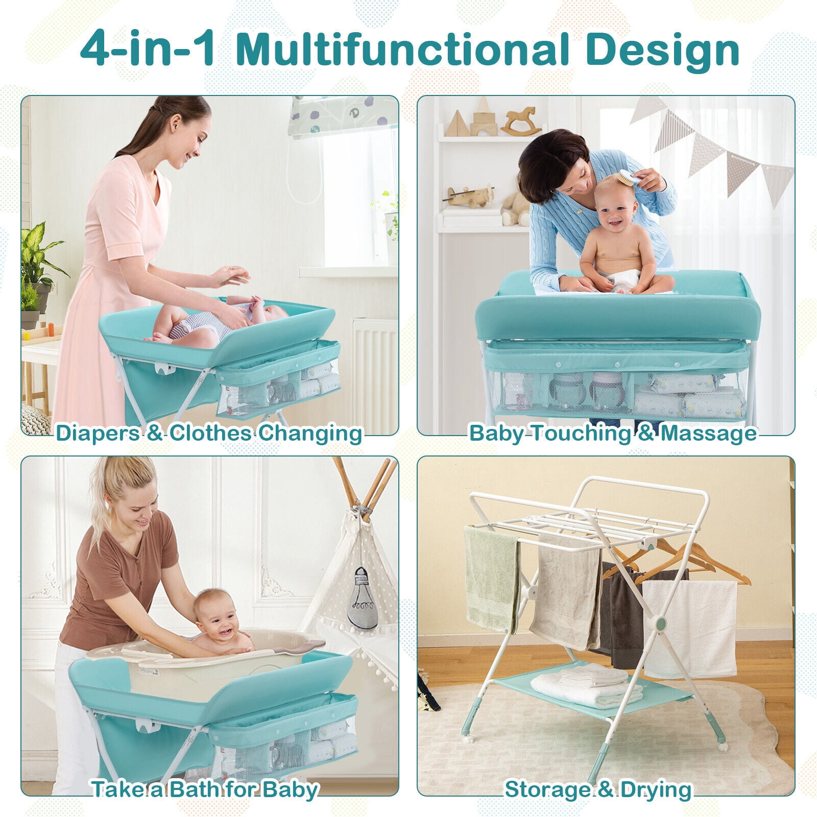 Portable Folding Baby Care Table GYMAX Baby Changing Table With Water ...
