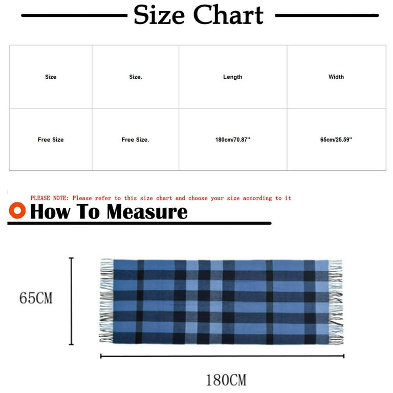 Size Chart Blanket Scarf Size Women's Fall Winter Scarf Scarves