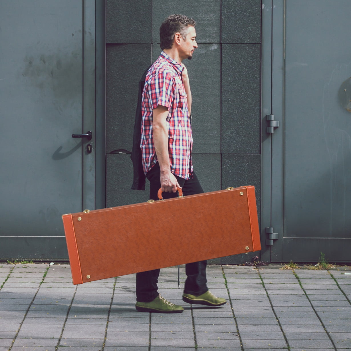 Electric Guitar Hard Case, Rectangle Wooden Standard Electric Guitar Case with Lock, Fits ST/TL/170 Model, Blue