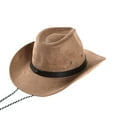 thumbnail image 4 of WITHMOONS Suede Indiana Jones Hat Outback Hat Fedora With Cord CD8858 (Beige), 4 of 5