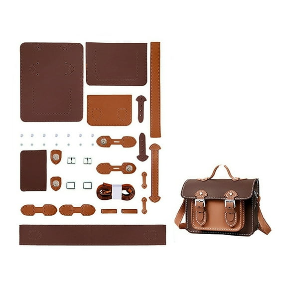 DIY Crossbody Bags Set Including PU Leather Bag Materials Saddle Brown 145x185x65mm