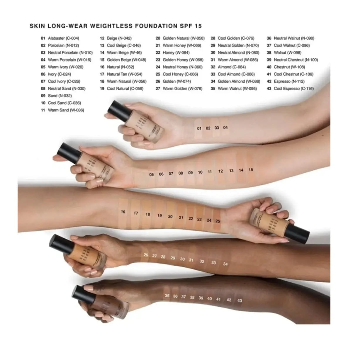 Bobbi Brown Skin Long-Wear Weightless Foundation Spf 15 1.0oz Golden Honey 5.75