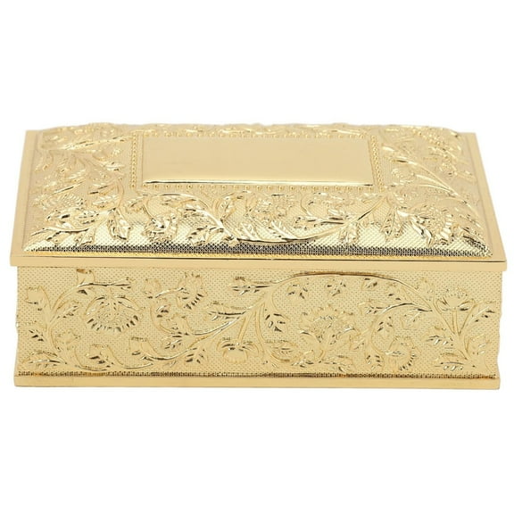 Vintage Metal Jewelry Organizers Hinged Lid Rings Box Home Decors Piece