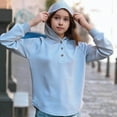 thumbnail image 4 of Spazoro Girls Swearshirts, Fall Winter Hooded Solid Color Long Sleeve Casual Pullover Tops for Girls Blue Size 10-11T, 4 of 7