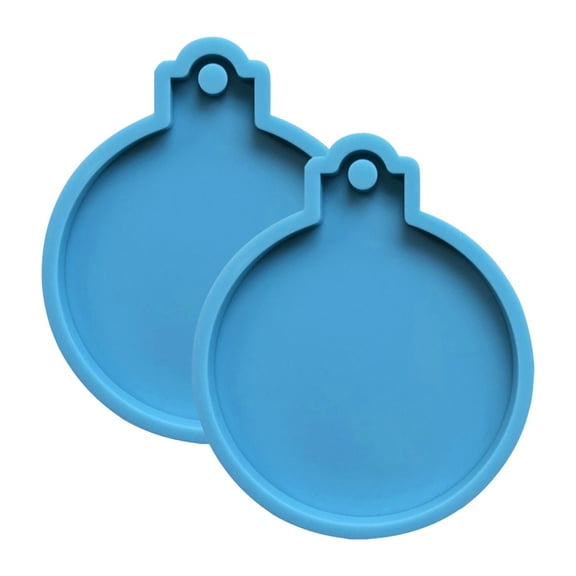 Christmas Silicone Molds 2 Pack 3.5 Inch Round Ornament Pendant DIY Craft Molds with Hanging Hole Food Grade Reusable Baking Resin Mould