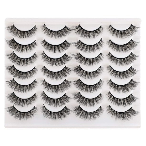 14 Pairs Pack Lashes False Eyelashes Cat Eyes Wispy Natural Faux Mink Lashes Light Volume Short Fake Eye Lashes