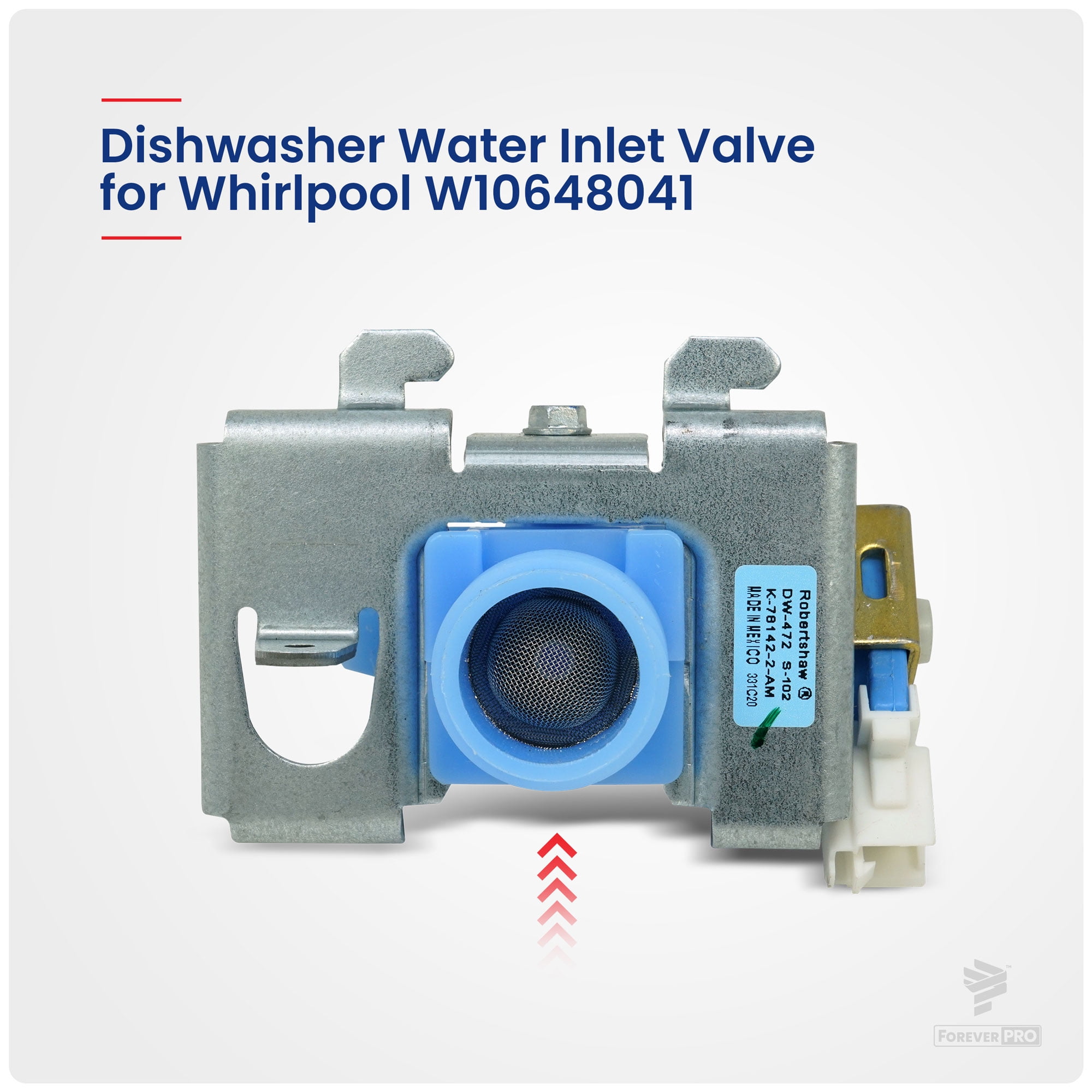 ForeverPRO W10648041 Valve Inlt for Whirlpool Dishwasher W10327250 W10195047 3015468 PS8768567