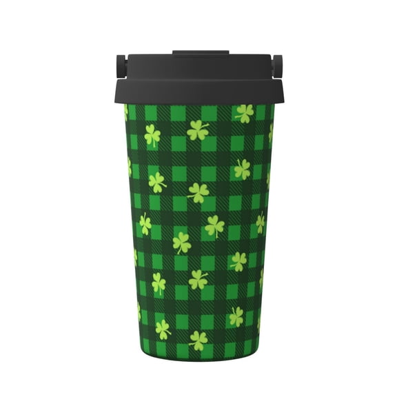 Rateoe Happy St. Patrick's Day5 Pattern Travel Coffee Mug Tumbler with Flip Lid | Reusable Insulated Stainless Steel Cold Brew Iced Coffee Cup Thermos