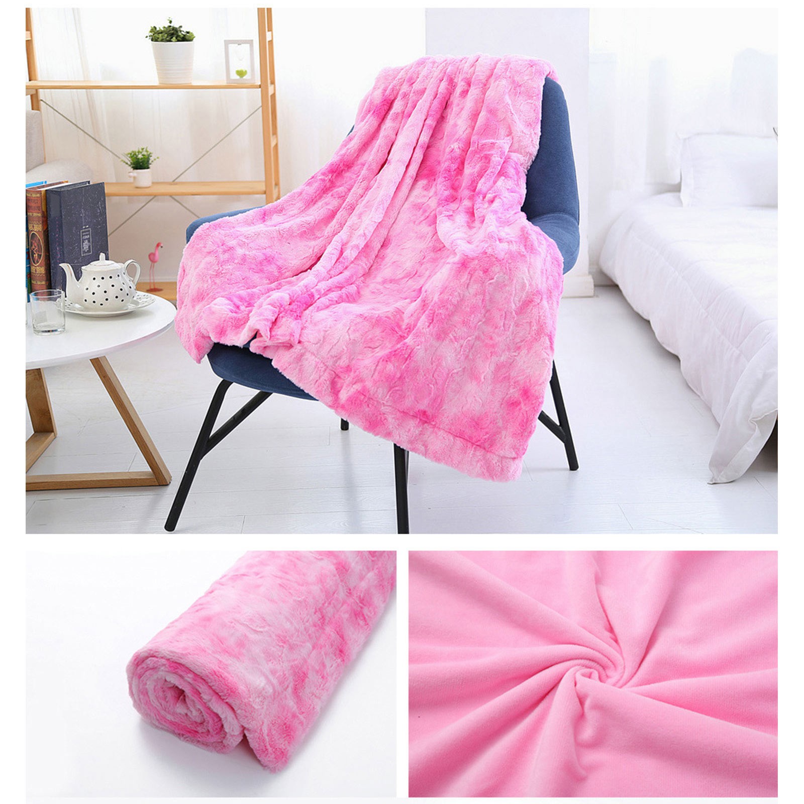 RKZDSR 63*51.2inch Warm Faux Weighted Blanke Soft Coral Fleece Double