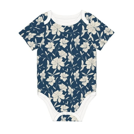 

Coaee Lilies Flowers for Soft Cotton Baby Short-Sleeve Bodysuit Baby Girls Boys Bodysuit Romper