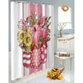 thumbnail image 5 of Fall Pink Pumpkin Sunflower Cotton Maple Leaves Shower Curtain Set ，Waterproof Fabric Shower Curtains Shower Curtains for Bathroom,Bathroom Decor 66"x72", 5 of 7