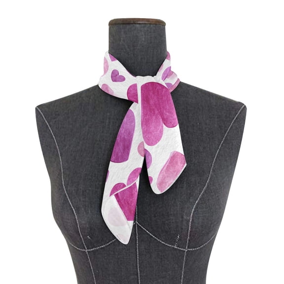 Square Scarf 24x24 Inch Hand-painted Love Print Silky Satin Sun Protection Neck Scarf for Women Multi-Purpose Head Wrap Bandana for Hair Bag Decoration