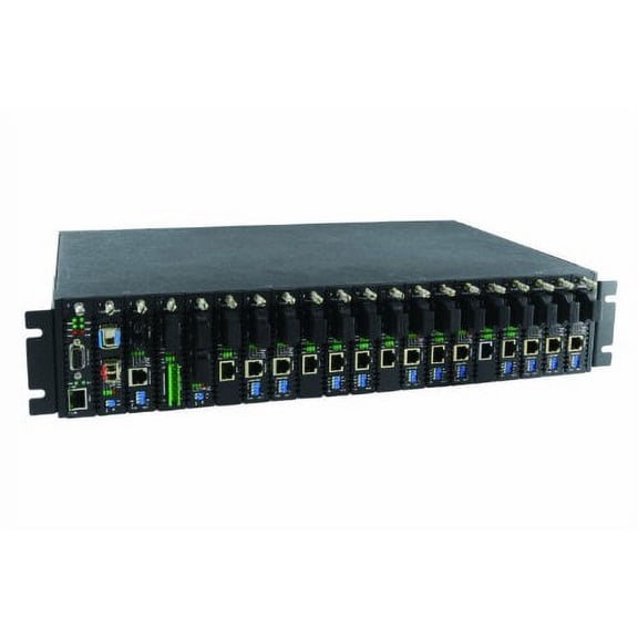 FRM220-CH20 media converter chassis, 20 slot, SNMP and web based management support, rack mount 19, dual redundant powe