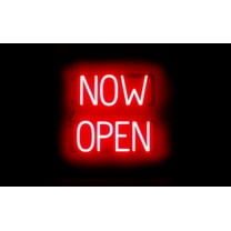 SpellBrite NOW OPEN LED Sign for Business. 16.5" x 15.0" Red NOW OPEN Sign Has Neon Sign Look With Energy Efficient LED Light Source. Visible from 500 Feet, 8 Animation Settings.