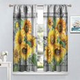 thumbnail image 4 of Sunflower Curtains, Rustic Sun Flower on Wood Window Treatments for Living Room, Yellow Floral Blackout Farmhouse Country Drapes 2 Panel Sets,52x84 Inch, 4 of 6