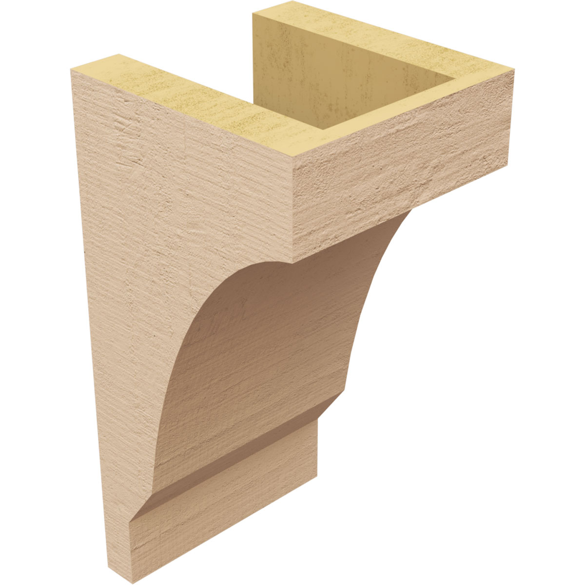 5"W x 5"D x 10"H Wide Moab Rough Cedar Woodgrain TimberThane Corbel, Primed Tan