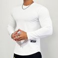 thumbnail image 3 of Camiseta informal de manga larga para hombre, Camisa lisa para gimnasio, Fitness, culturismo, Tops de moda para hombre, ropa de rayas delgadas, Otoño e Invierno, 3 of 5