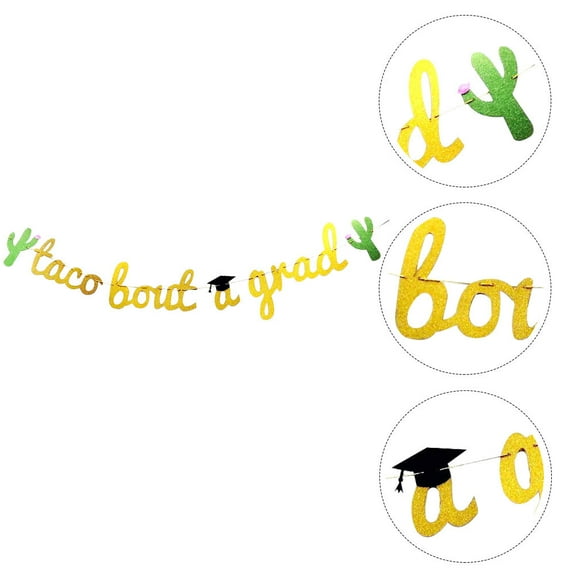 PENIKOKO Taco A Grad Fiesta Party Decoration Set Yellow Paper for Graduation Celebration and Fiesta Party Supplies