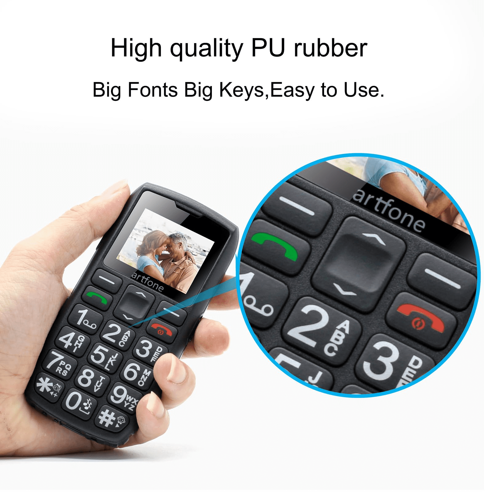 artfone C1+4G, Unlocked Cell Phone for Seniors, Basic Phone with Large Buttons, SOS Button, Loud Speaker, Speed Dial, FM Radio, Charging Dock, Black