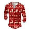 thumbnail image 4 of Mens Christmas Shirts Printed Pixel Snowflake Deer Theme Button Up Long Sleeve Mens Knit Polo,Red,XL, 4 of 4