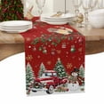 thumbnail image 4 of ERUNPONLY Red Christmas Table Runner - 36 Inch Long Xmas Snowman Truck Snowflake Tree Balls Cotton and Linen Blended Dress Scarves Farmhouse Table Runner for Kitchen Dining, Coffee Table, 13" x 36", 4 of 7