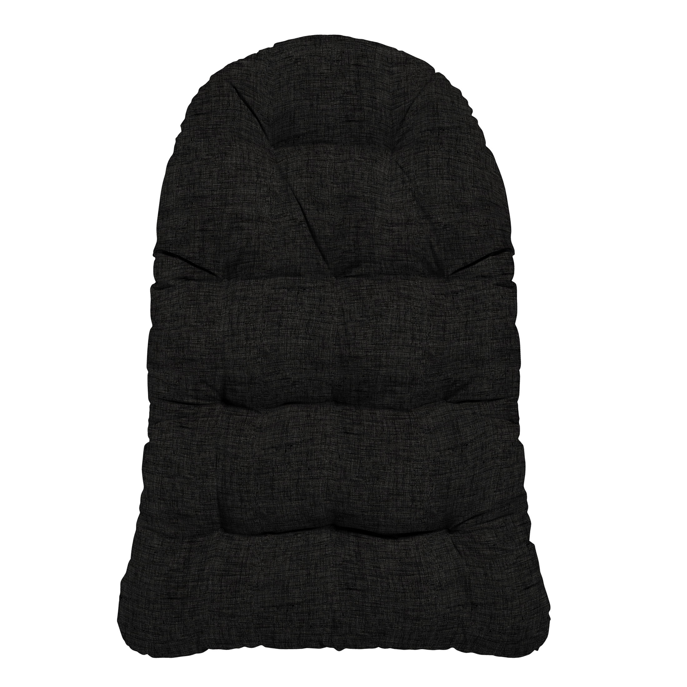 ARDEN Plush Indoor / Outdoor Egg Chair Cushion, 34 x 49, Water Repellent, Fade Resistant, Tufted for Comfort Black Leala
